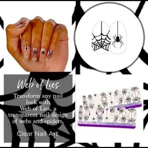 5/$50 Color Street Web of Lies Nail Strips Transparent Nail Art Overlay Spider